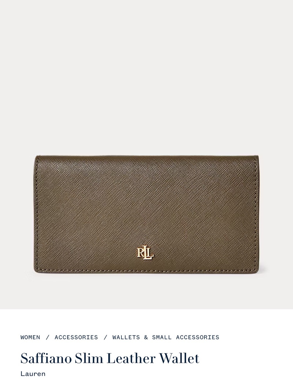 Ralph Lauren Metallic Silver Saffiano Leather Continental Wallet
